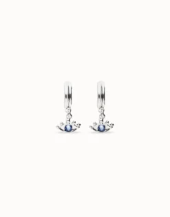 Eye-shaped drop earrings with blue crystal