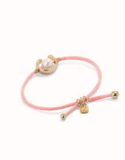 Fuchsia cord bracelet with a pearl