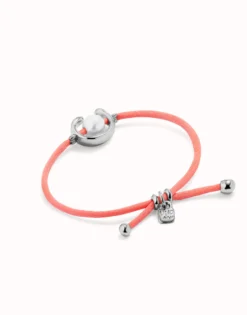 Fuchsia cord bracelet with a pearl