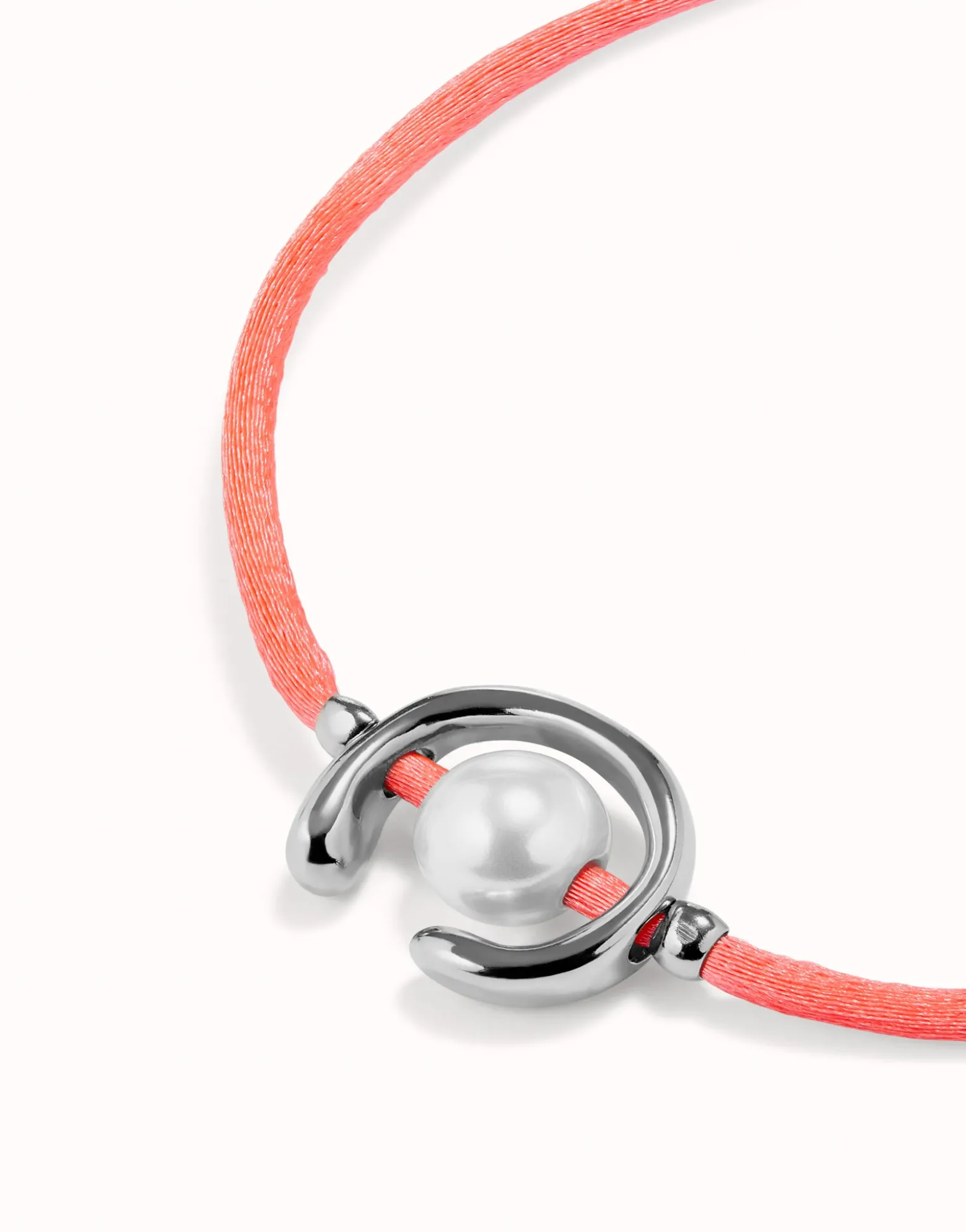Fuchsia cord bracelet with a pearl