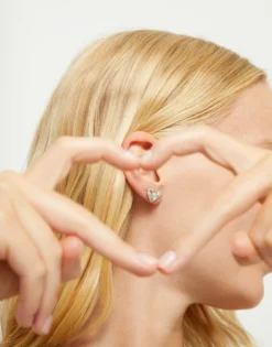 Heart piercing stud earrings