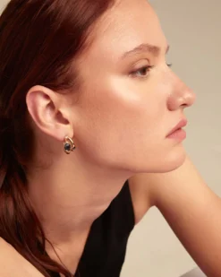 Hoop earrings with multicolor crystal