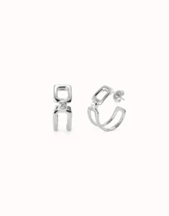 Hoop earrings with white topaz