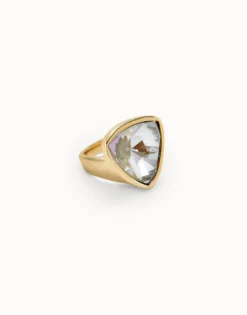 Large triangular ring with crystals