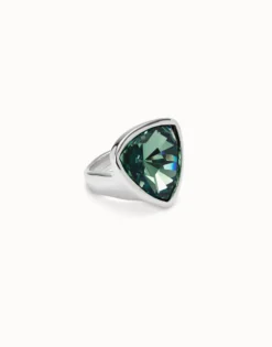 Large triangular ring with crystals