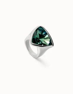 Large triangular ring with crystals