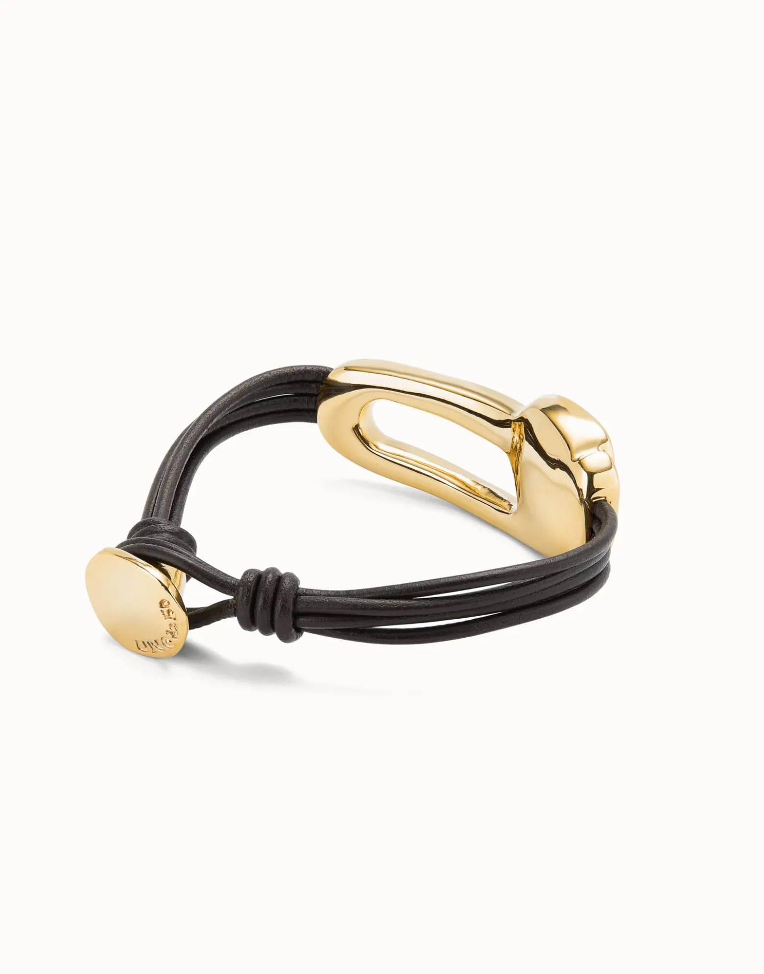 Leather bracelet with a black crystal