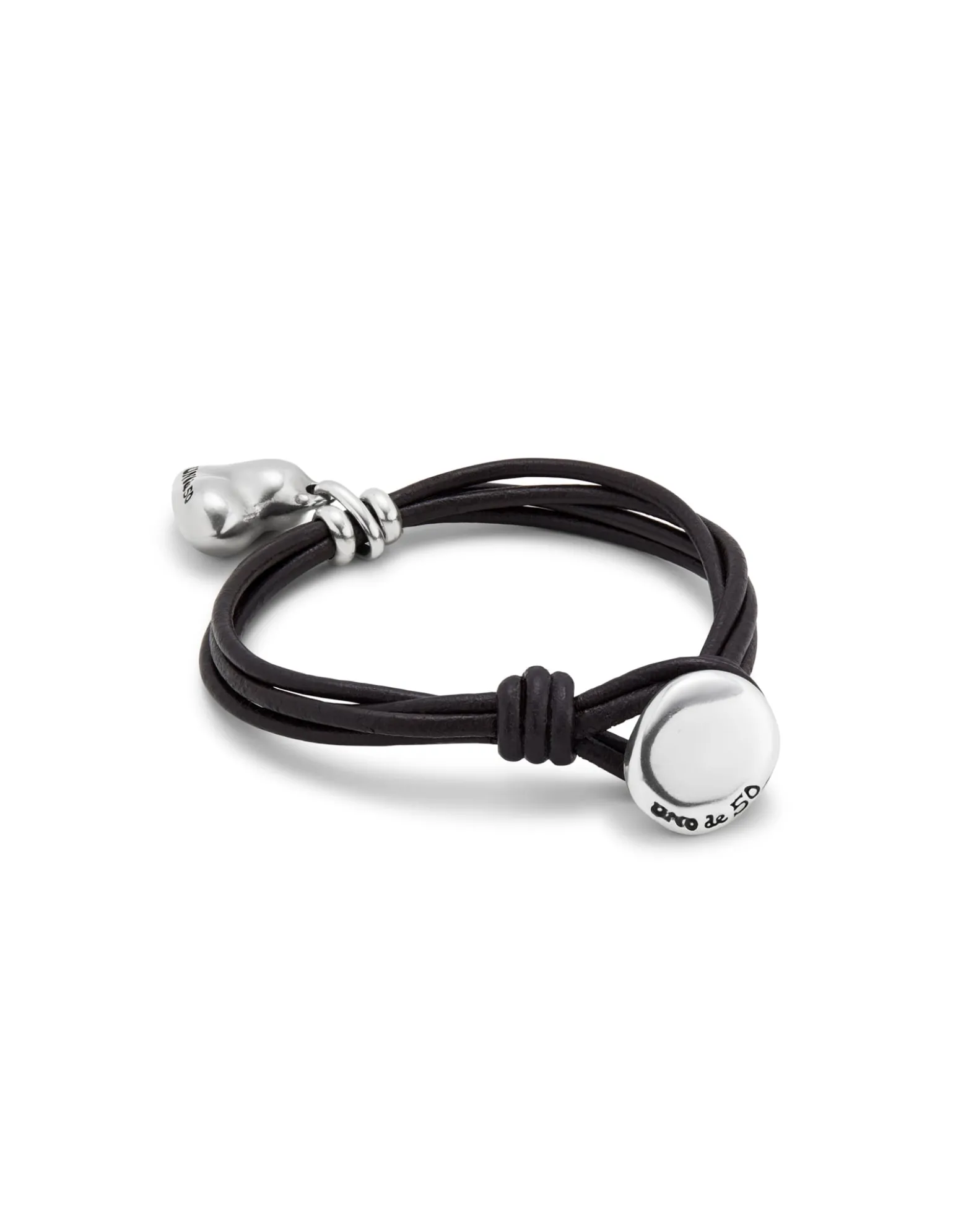 Leather bracelet with a heart charm