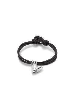 Leather bracelet with a heart charm
