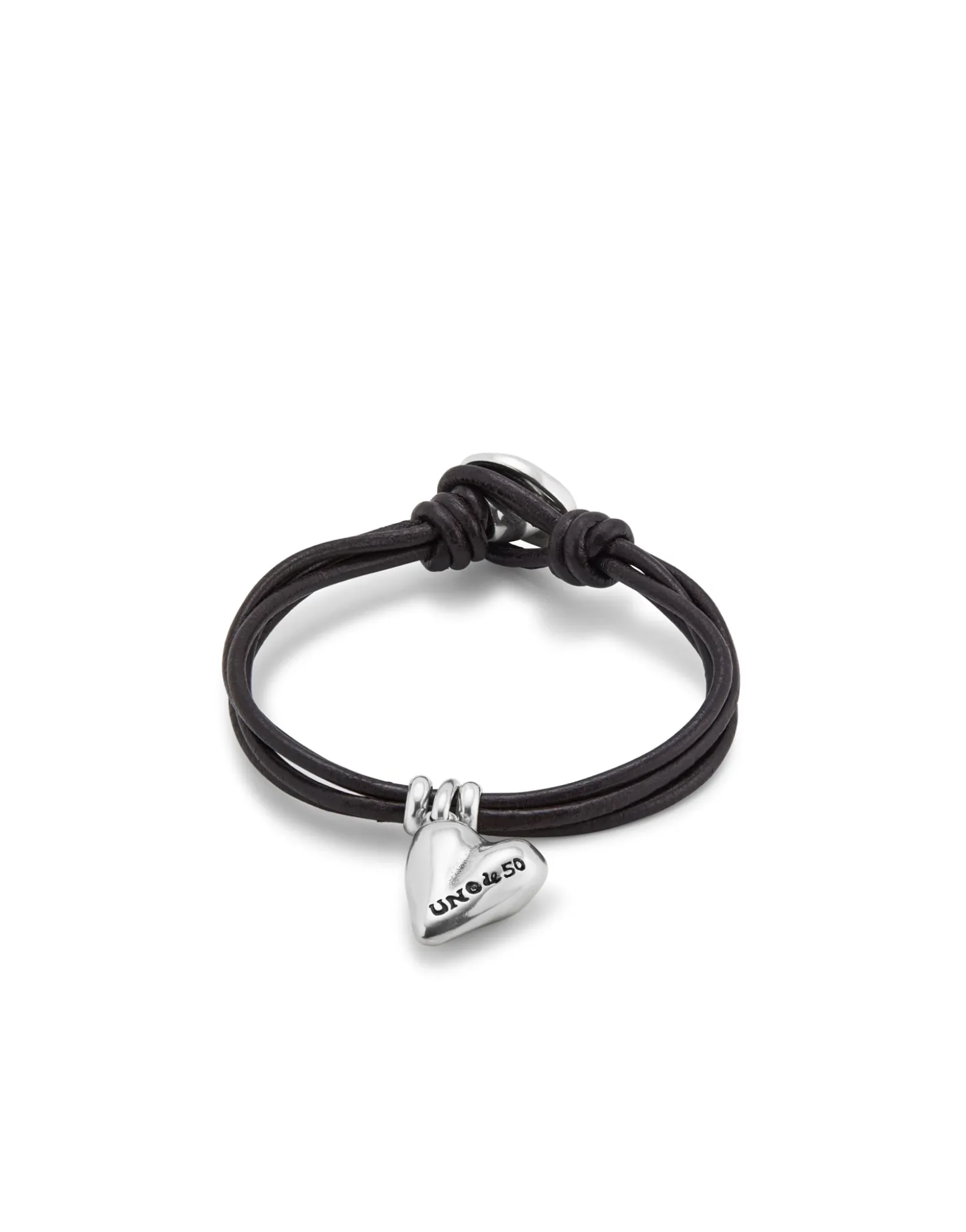Leather bracelet with a heart charm