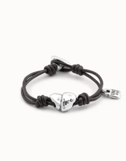 Leather bracelet with a heart