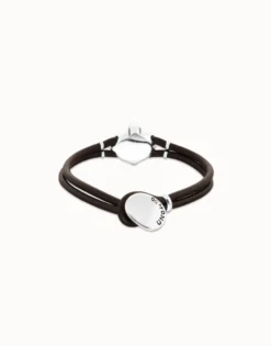Leather bracelet with blue oval faceted crystal