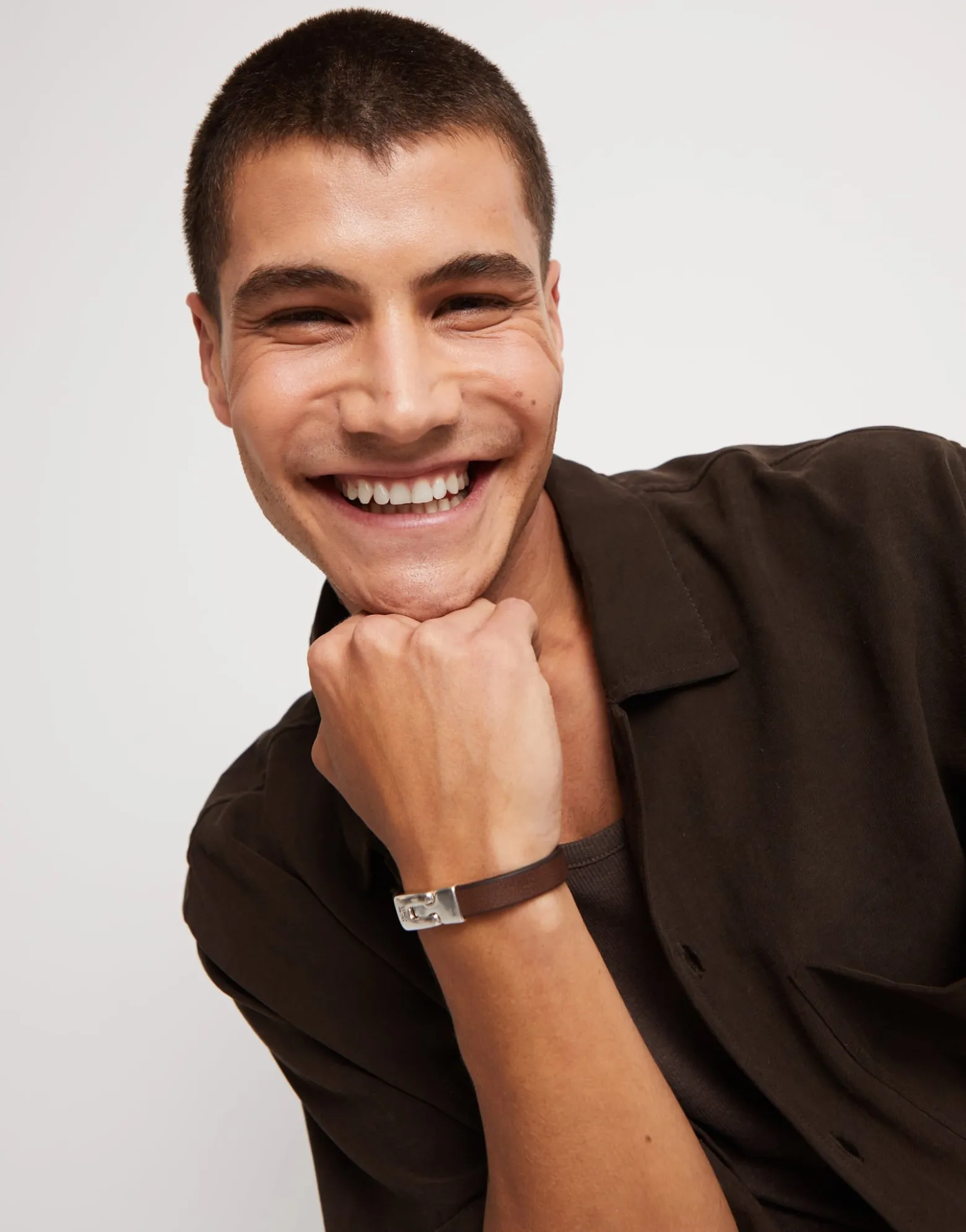 Leather bracelet with clasp