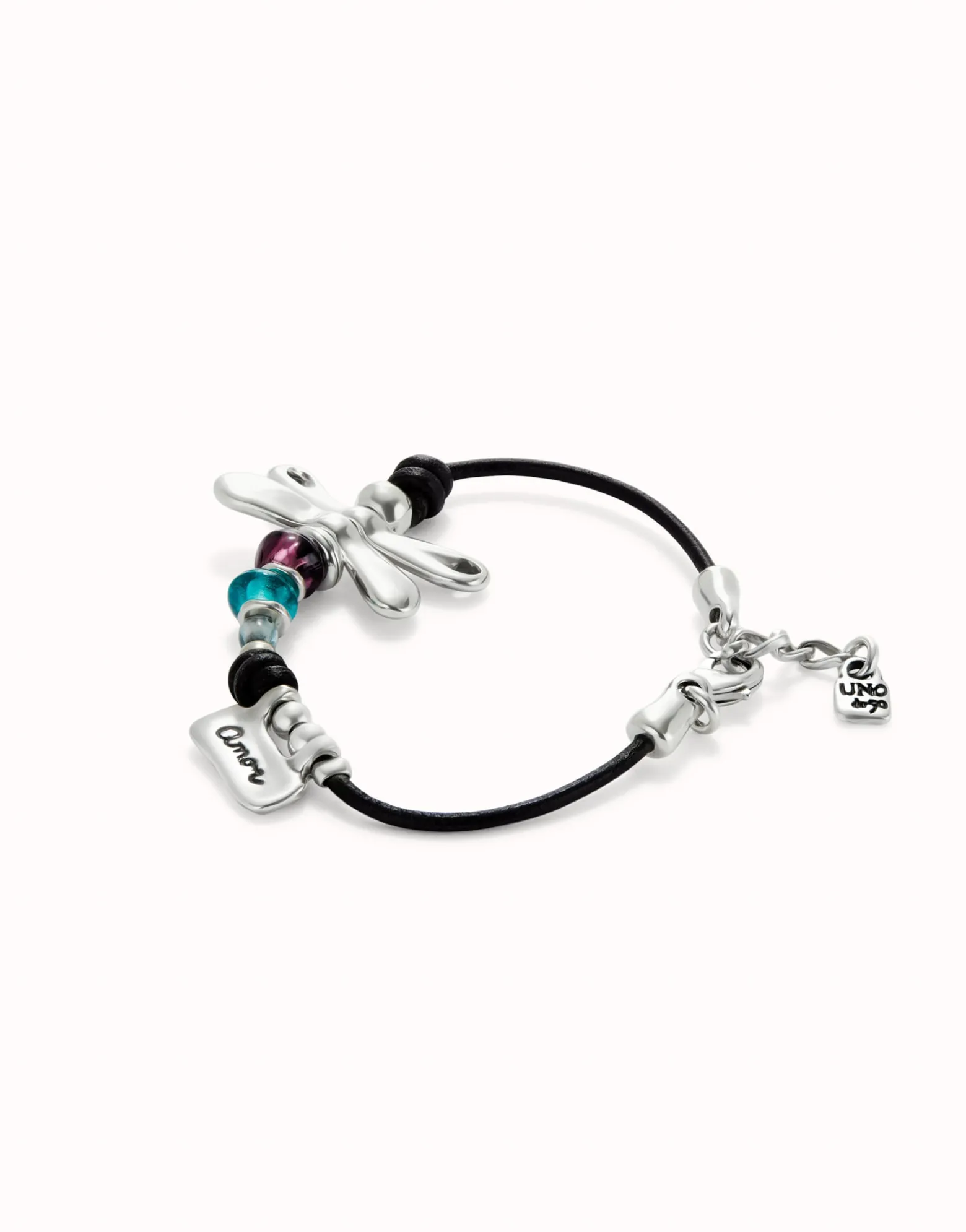 Leather bracelet with dragonfly