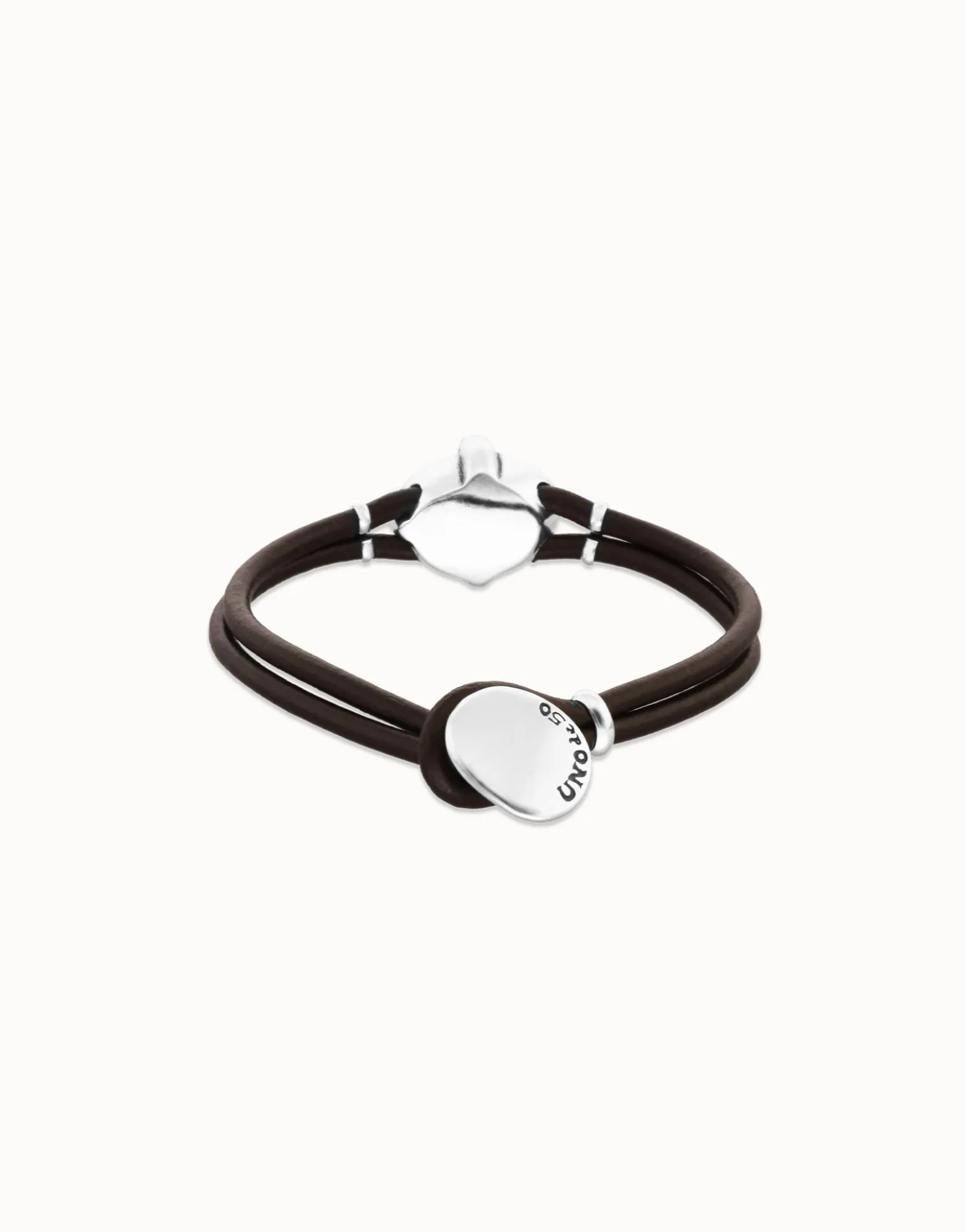 Leather bracelet with faceted black oval crystal