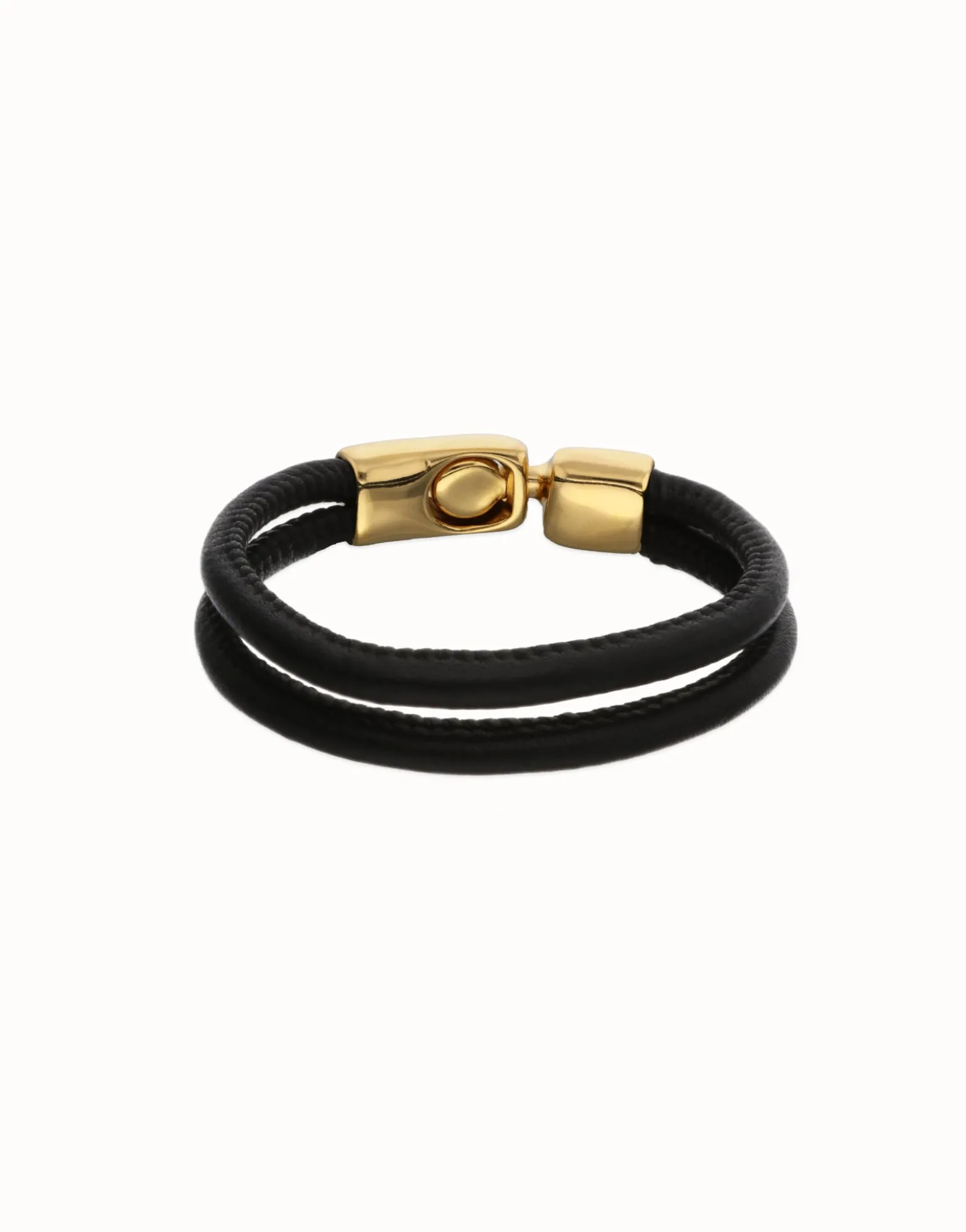 Leather bracelet with golden clasp
