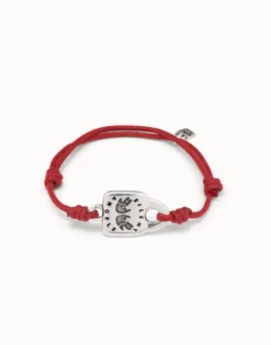 Leather bracelet with links and topaz