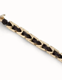 Leather bracelet with rectangular links