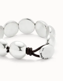 Leather bracelet with small round beads