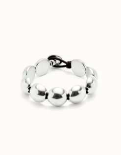 Leather bracelet with small round beads