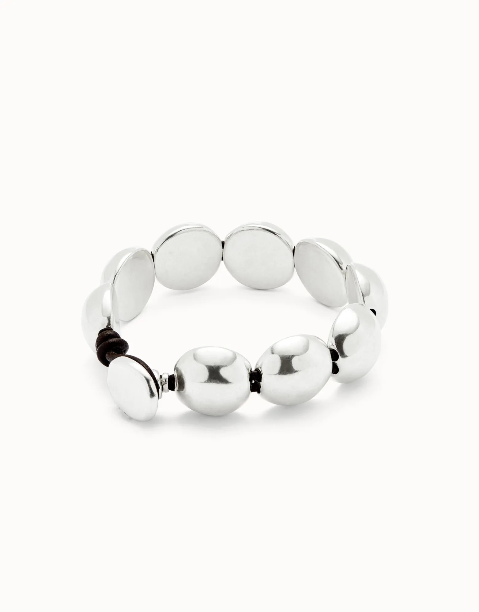 Leather bracelet with small round beads