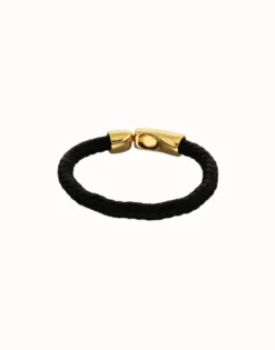 Leather braided bracelet with golden clasp