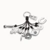 Leather key-ring and sterling silver-plated charms