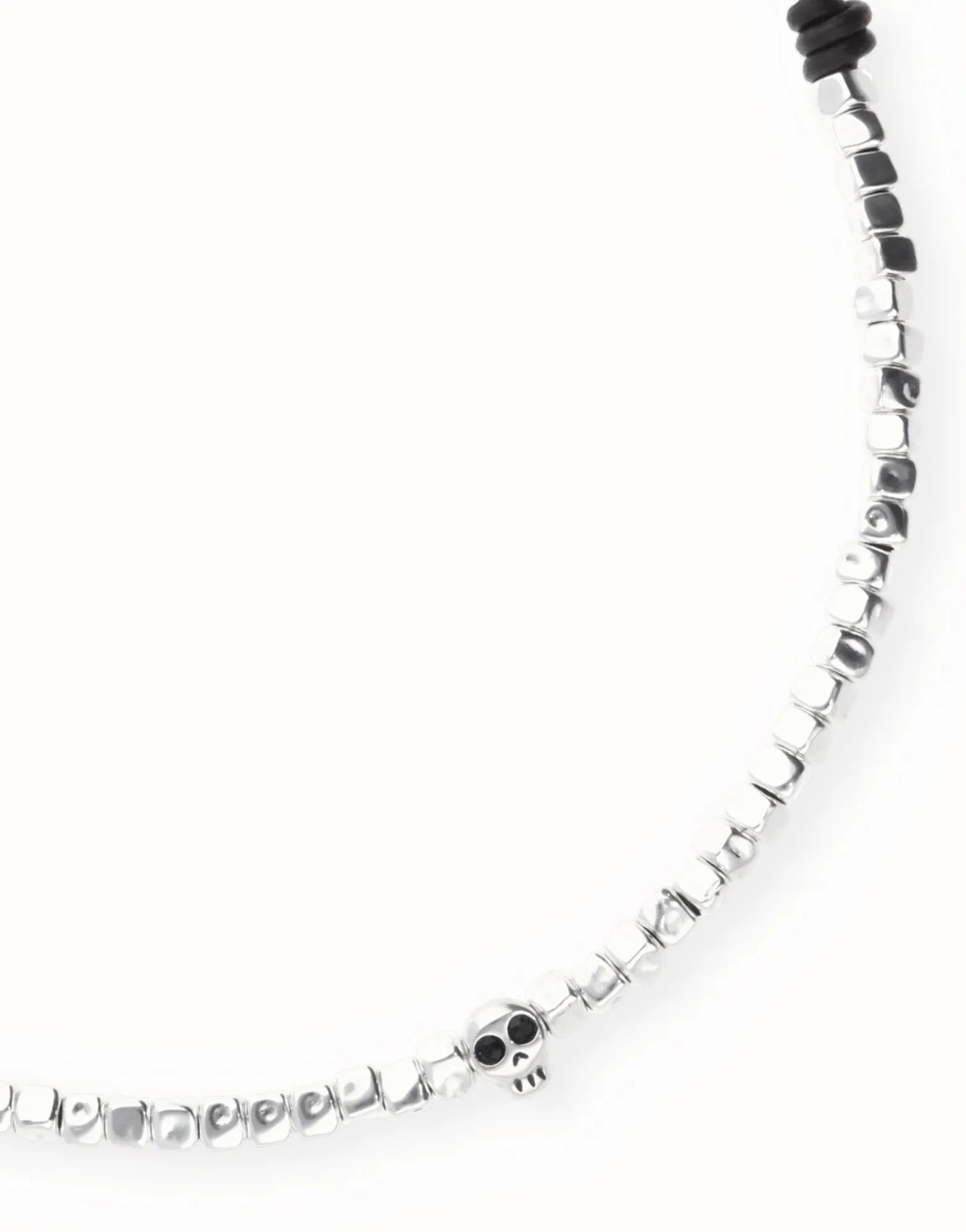 Leather necklace with beads and skull detail