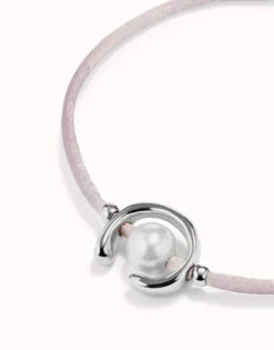 Lilac cord bracelet with a pearl