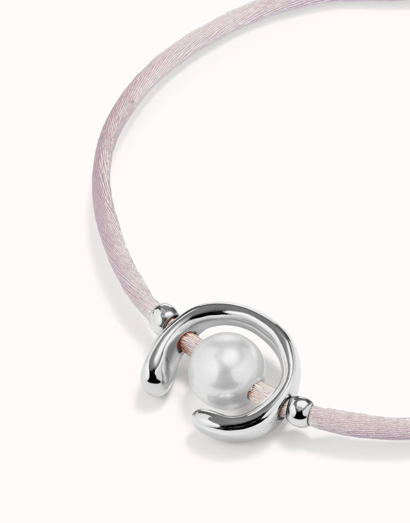 Lilac cord bracelet with a pearl