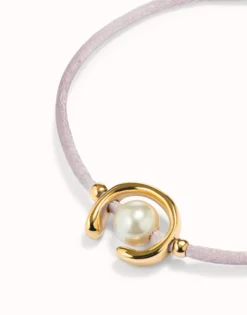 Lilac cord bracelet with a pearl