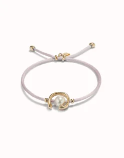Lilac cord bracelet with a pearl