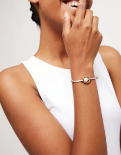 Lilac cord bracelet with a pearl