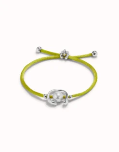 Lime cord bracelet with a pearl