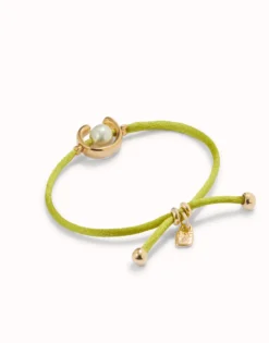 Lime cord bracelet with a pearl