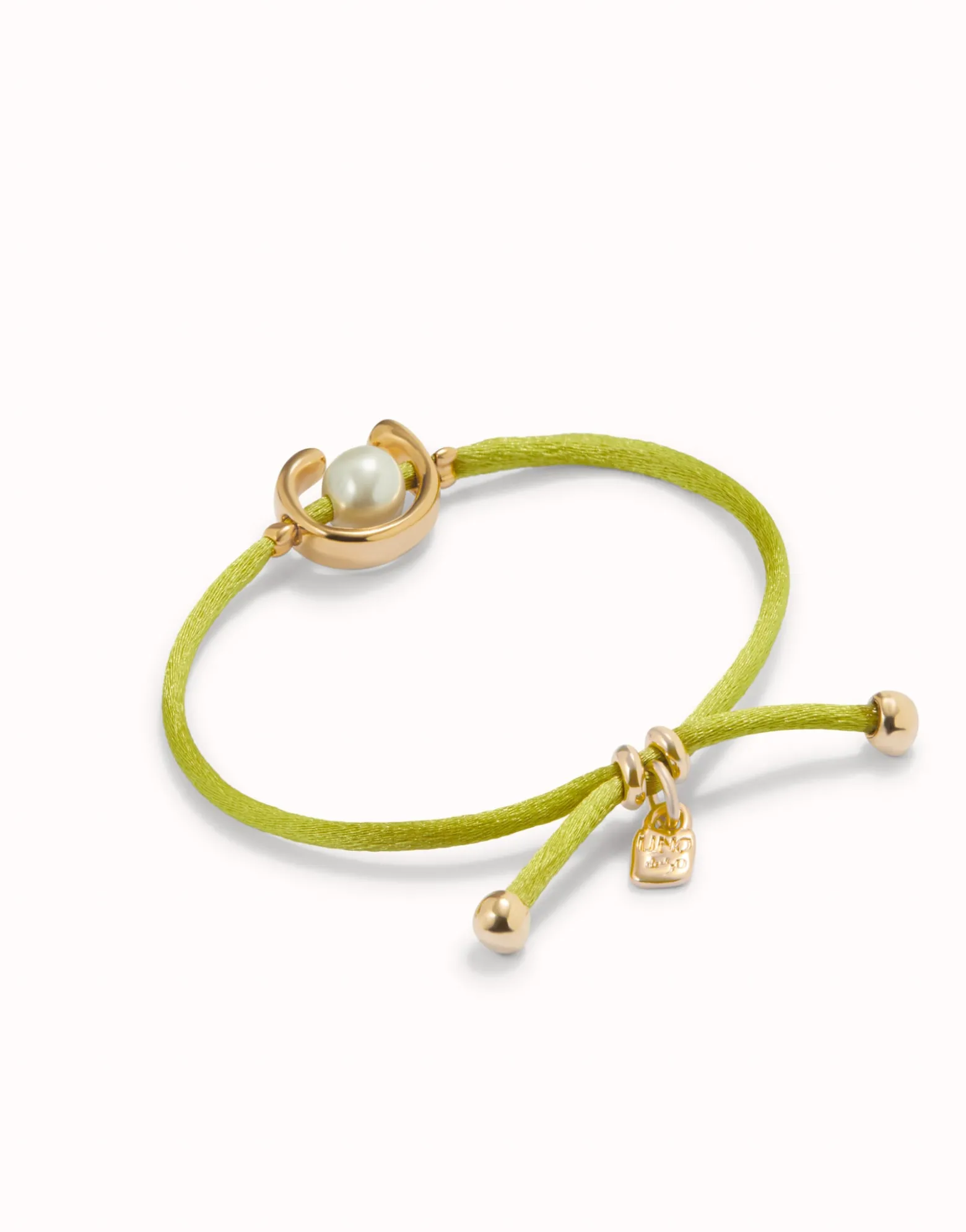 Lime cord bracelet with a pearl