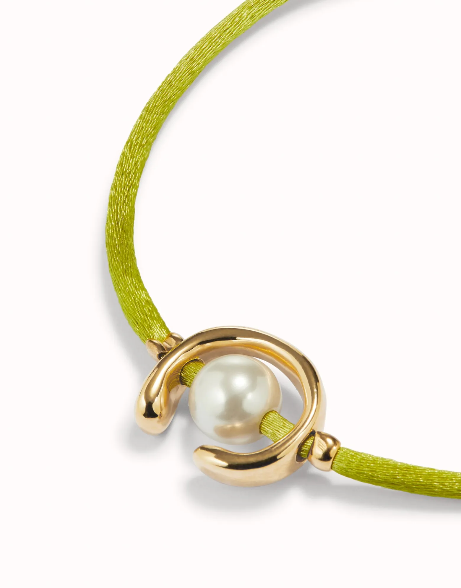 Lime cord bracelet with a pearl