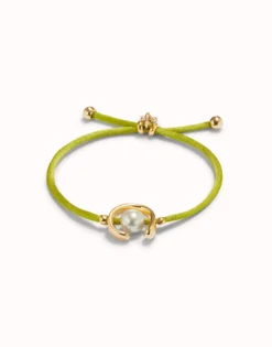 Lime cord bracelet with a pearl