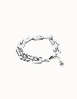 Link bracelet with cylindrical pieces