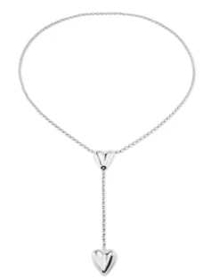 Long adjustable chain necklace with two hearts