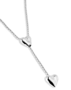 Long adjustable chain necklace with two hearts