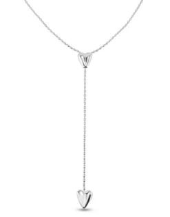 Long adjustable chain necklace with two hearts