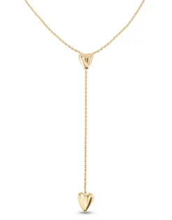 Long adjustable chain necklace with two hearts