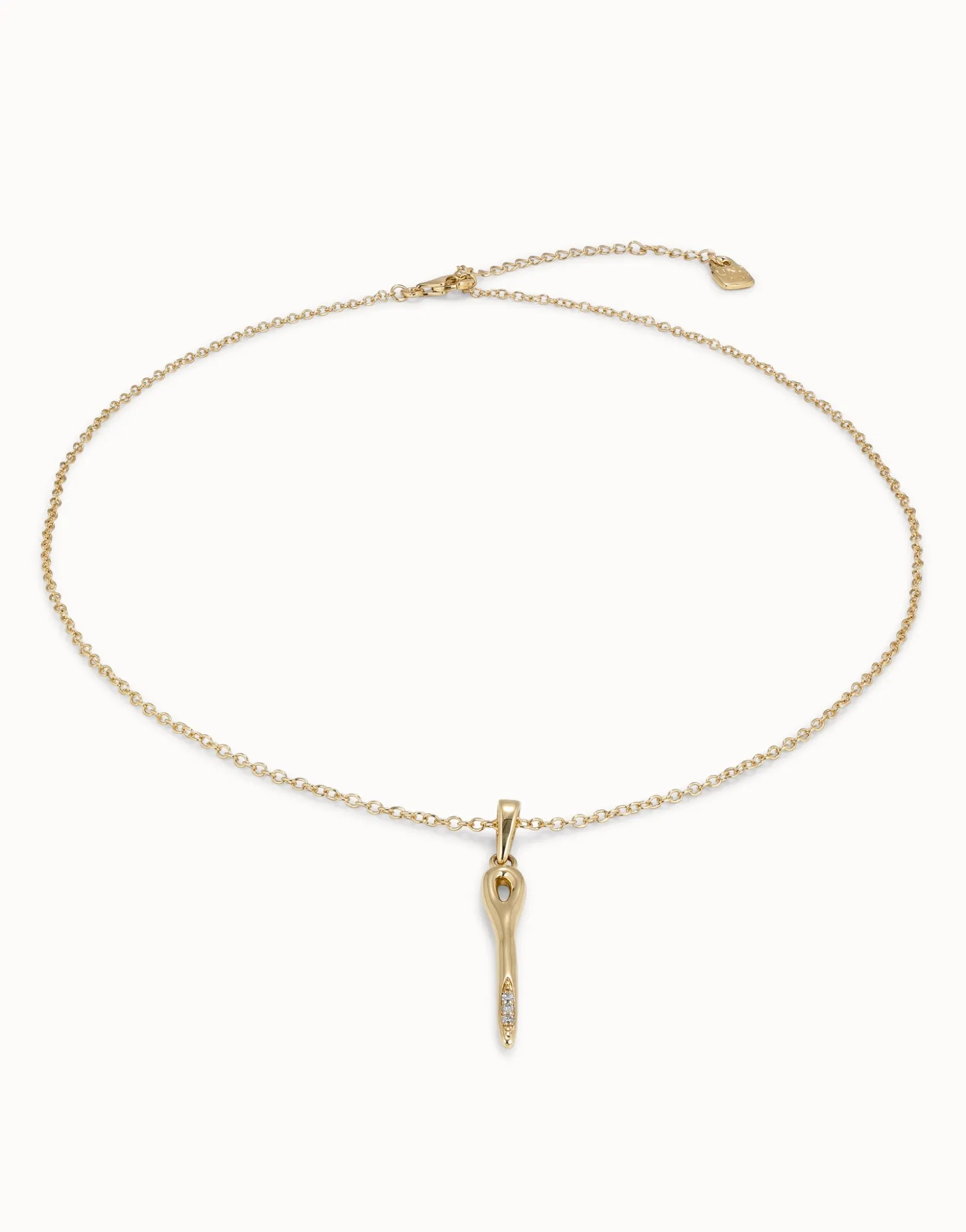 Long chain pendant necklace with needle