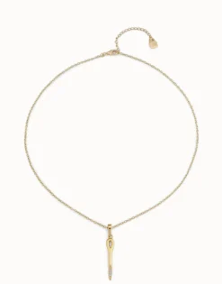 Long chain pendant necklace with needle