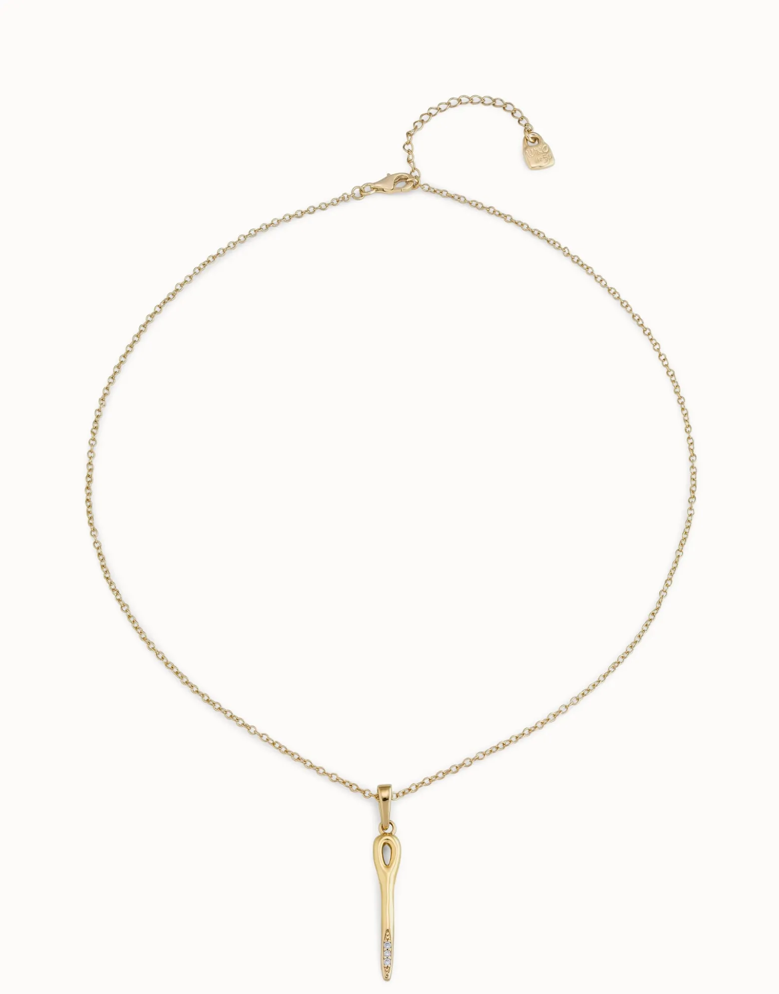 Long chain pendant necklace with needle