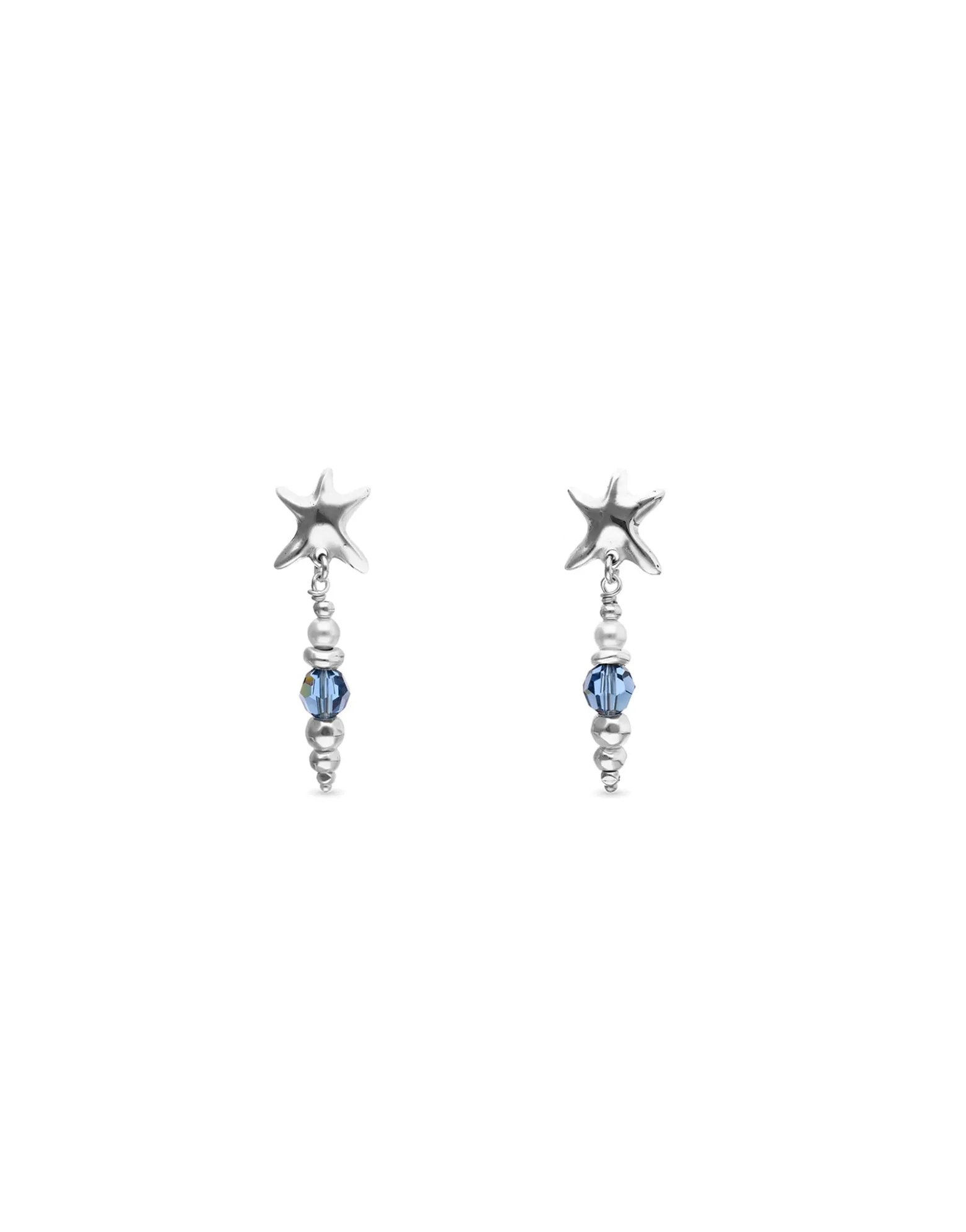 Long earrings with starfish and crystals