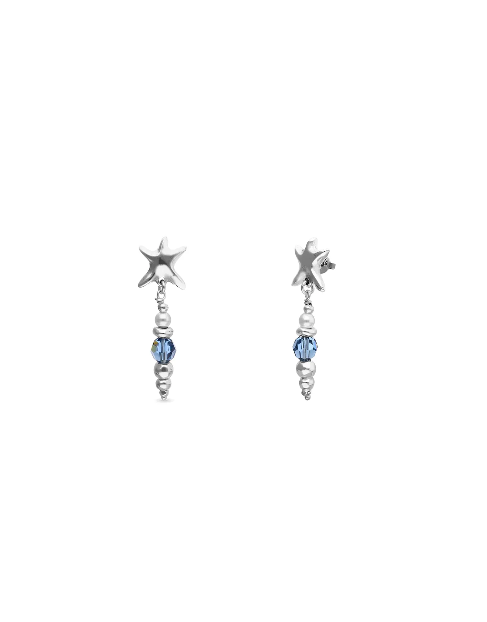 Long earrings with starfish and crystals