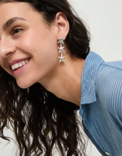 Long earrings with 3 starfishes