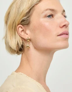 Long earrings with 2 starfishes
